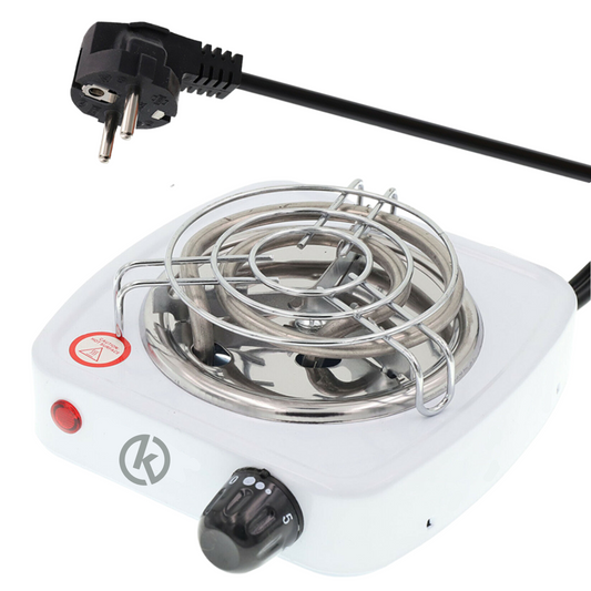 KROWN - Hornillo Eléctrico Portátil de 500W, Encendedor de Carbón para Cachimba o Shisha, Antiadherente Esmaltado de Acero Inoxidable