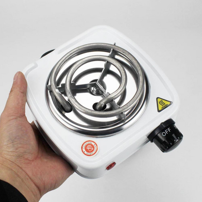 KROWN - Hornillo Eléctrico Portátil de 500W, Encendedor de Carbón para Cachimba o Shisha, Antiadherente Esmaltado de Acero Inoxidable