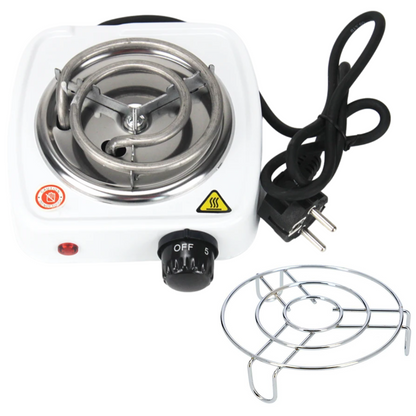 KROWN - Hornillo Eléctrico Portátil de 500W, Encendedor de Carbón para Cachimba o Shisha, Antiadherente Esmaltado de Acero Inoxidable