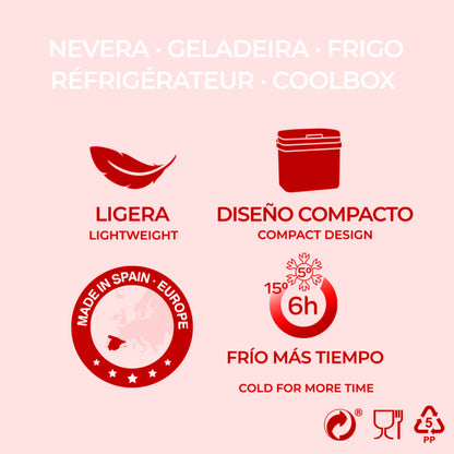 Nevera Portátil Térmica, Rojo y Blanco
