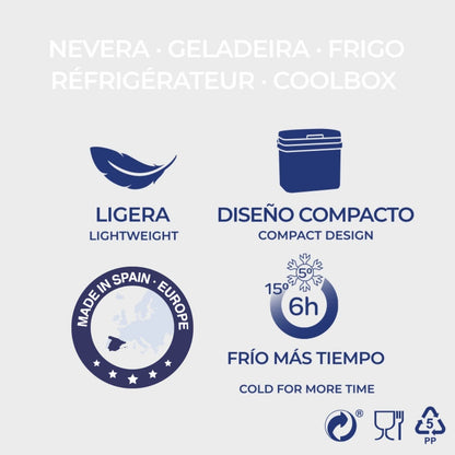 Nevera Portátil Térmica, Azul y Blanco